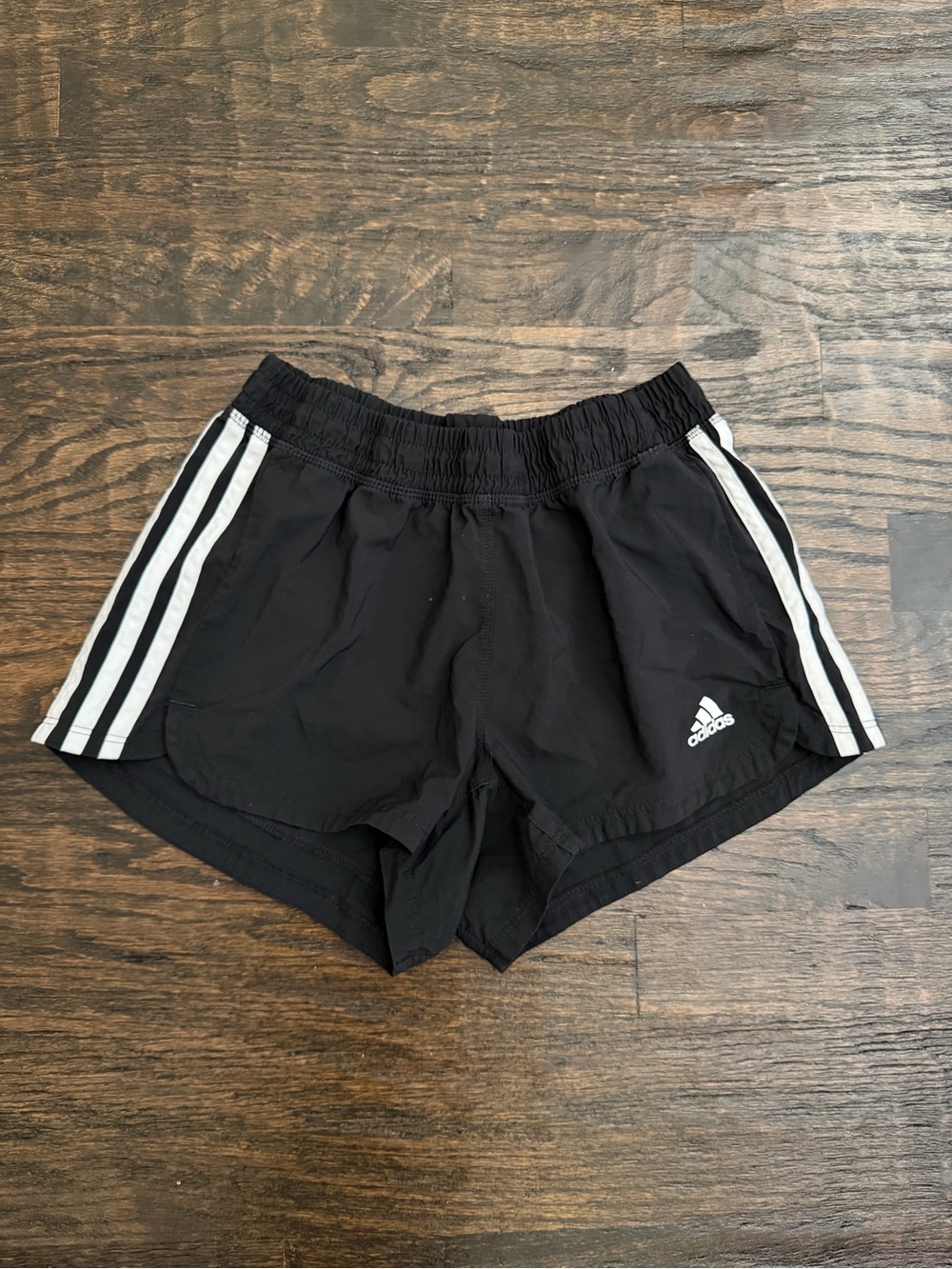 Adidas Black Athletic Shorts with White Side Stripes